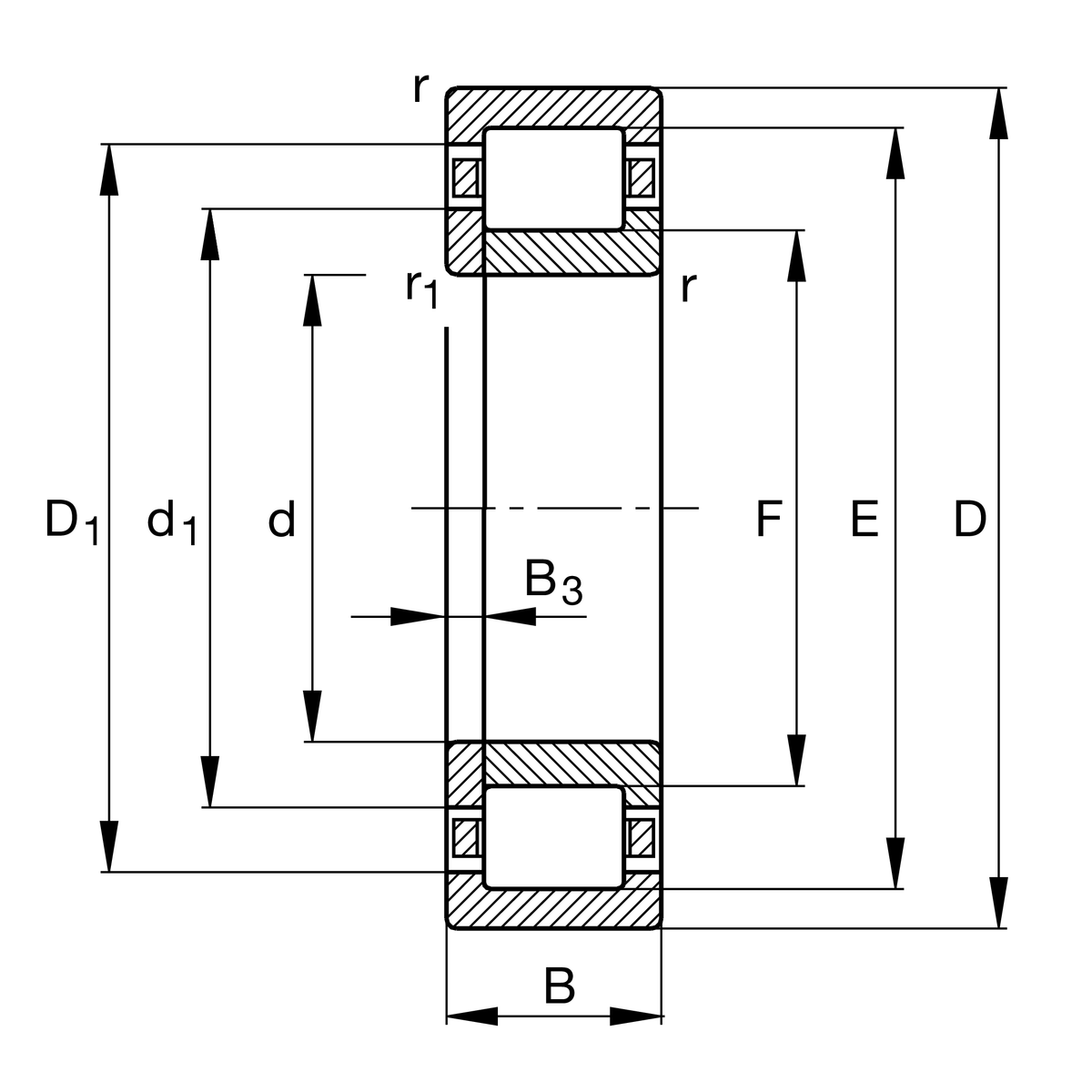 Цилиндрический роликоподшипник FAG NUP211-E-XL-M1-C3