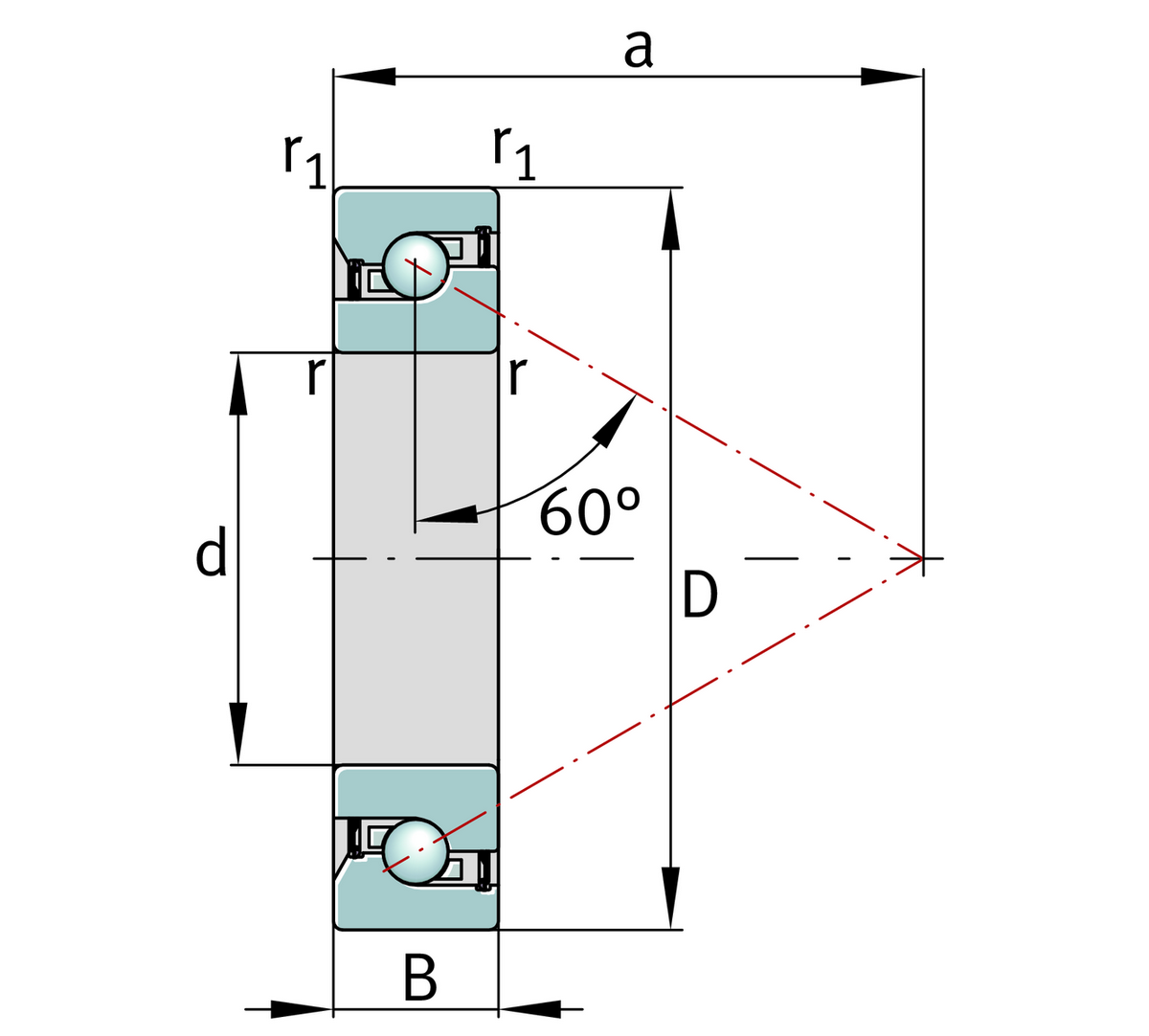 Упорно-радиальный шарикоподшипник FAG 7602025-2RS-TVP (7602025.2RS.TVP)