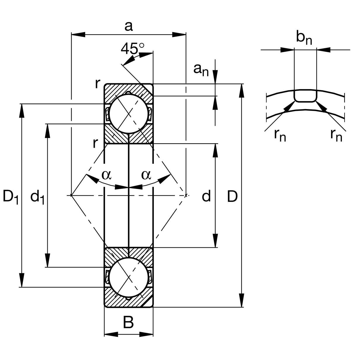 Подшипник с четырехточечным контактом FAG QJ224-N2-MPA-C4