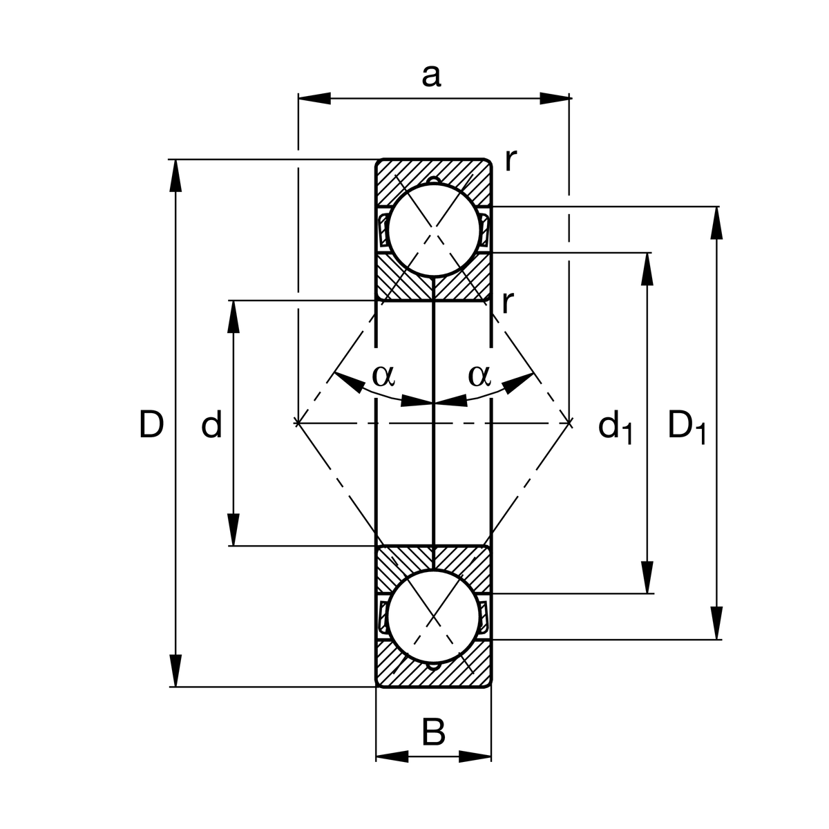 Подшипник с четырехточечным контактом FAG QJ1016-XL-MPA