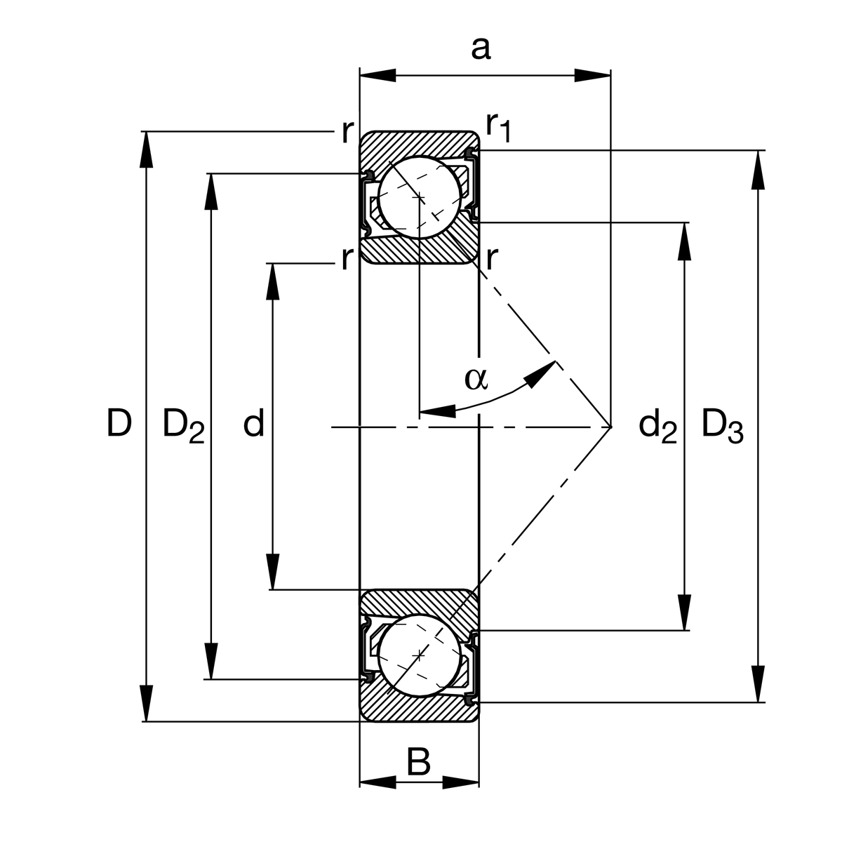 Радиально-упорный шарикоподшипник FAG 7005-B-XL-2RS-TVP-UL