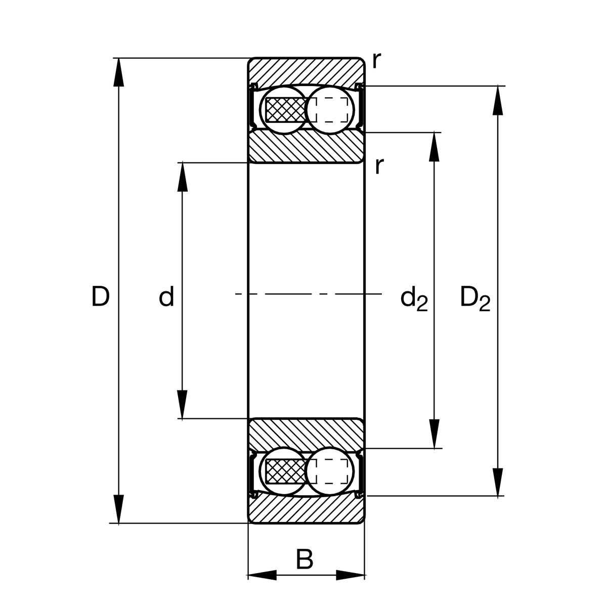 Радиальный сферический шарикоподшипник FAG 2203-2RS-TVH>N